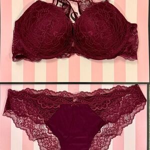 Victoria's Secret VerySexy Push Up Front Closure Bra & Cheekini Set 36B/L NWT